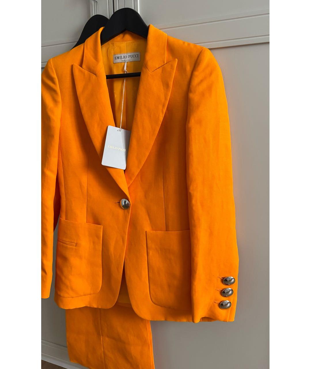 EMILIO PUCCI Оранжевый льняной костюм с брюками, фото 3