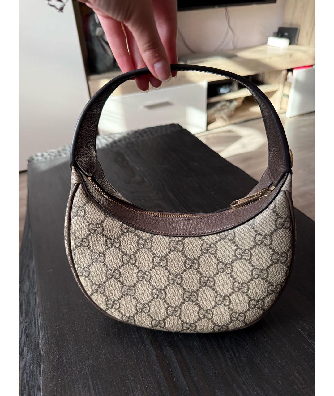 GUCCI Бежевая сумка через плечо из канвы, фото 3