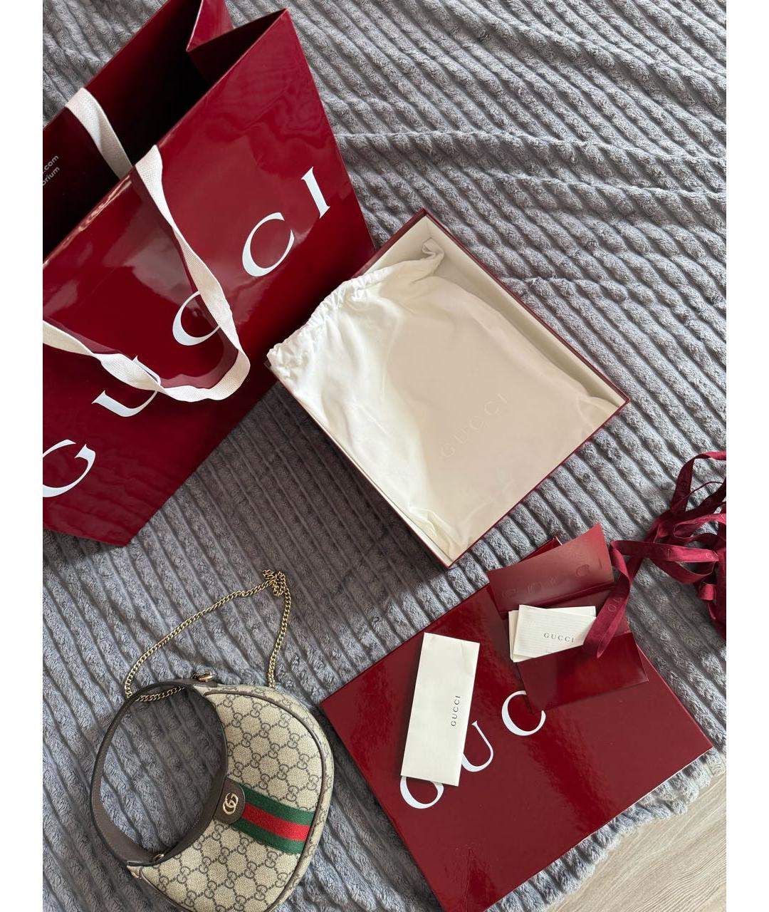 GUCCI Бежевая сумка через плечо из канвы, фото 5