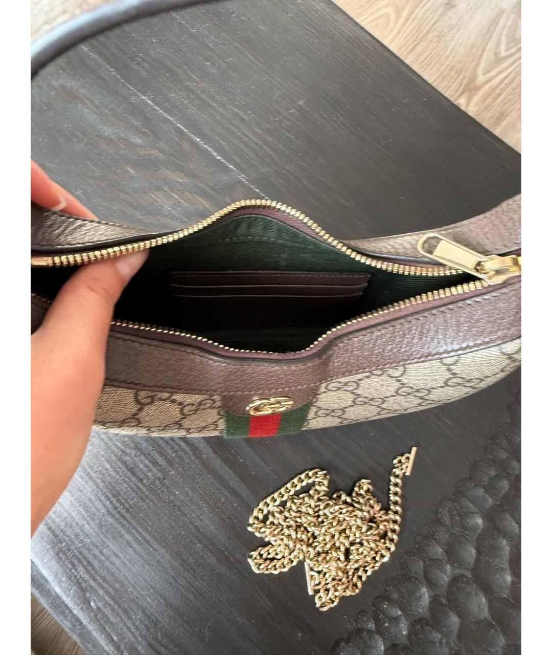 GUCCI Бежевая сумка через плечо из канвы, фото 4