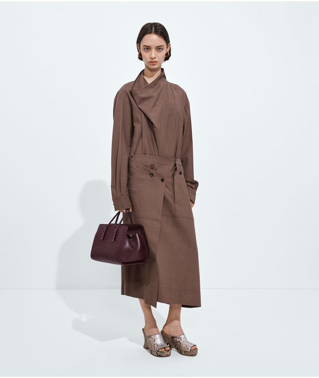 BOTTEGA VENETA Бордовая кожаная сумка тоут, фото 2