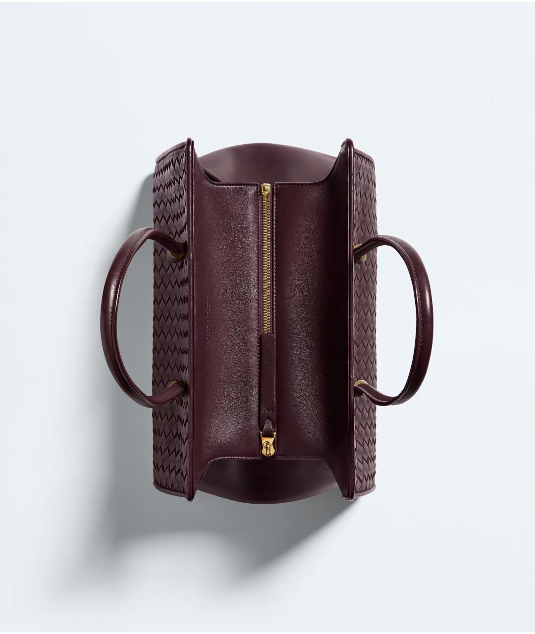BOTTEGA VENETA Бордовая кожаная сумка тоут, фото 5