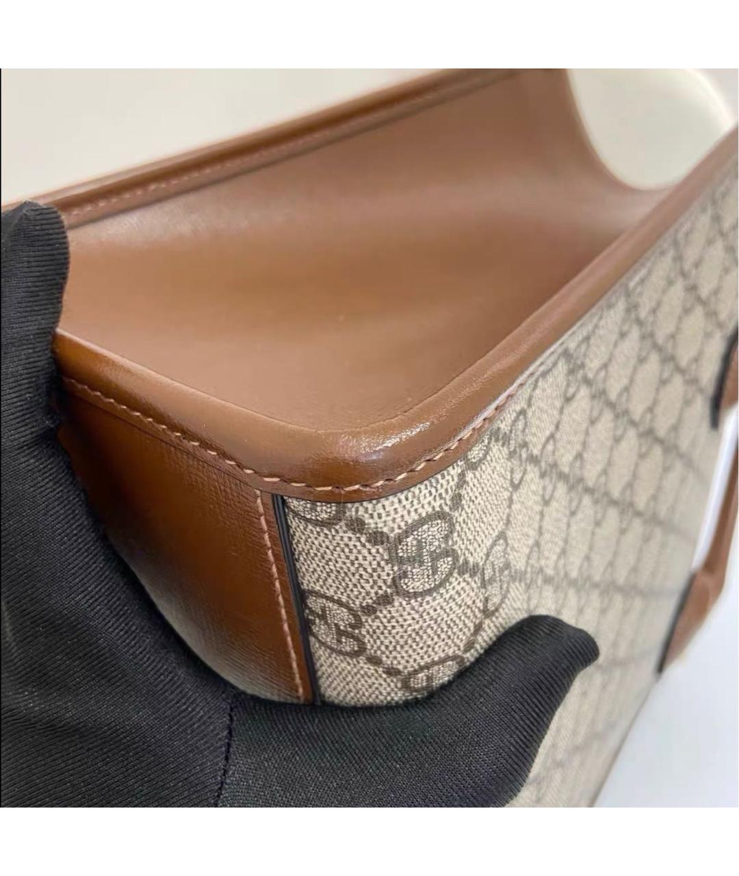 GUCCI Коричневая кожаная сумка тоут, фото 8
