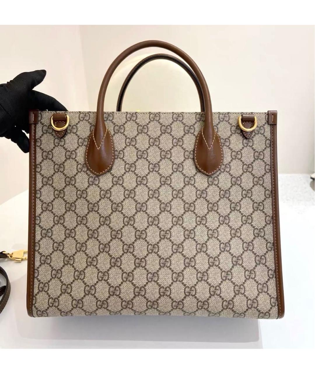 GUCCI Коричневая кожаная сумка тоут, фото 2
