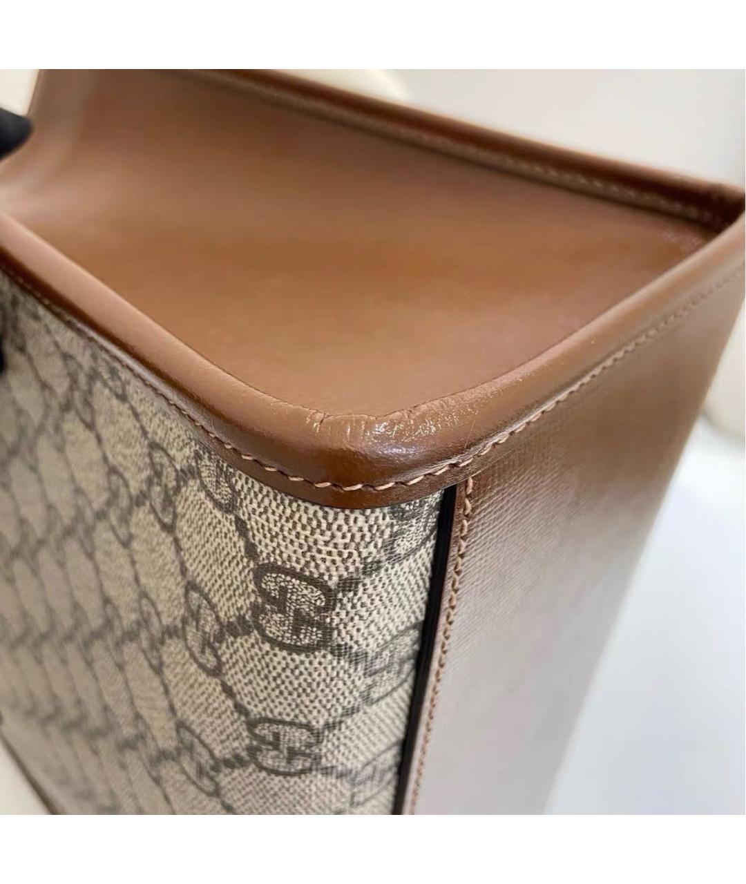GUCCI Коричневая кожаная сумка тоут, фото 7