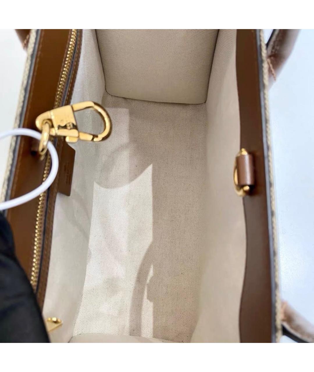 GUCCI Коричневая кожаная сумка тоут, фото 6