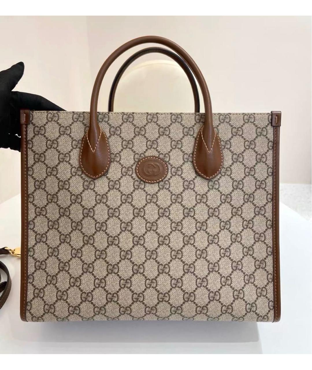 GUCCI Коричневая кожаная сумка тоут, фото 9