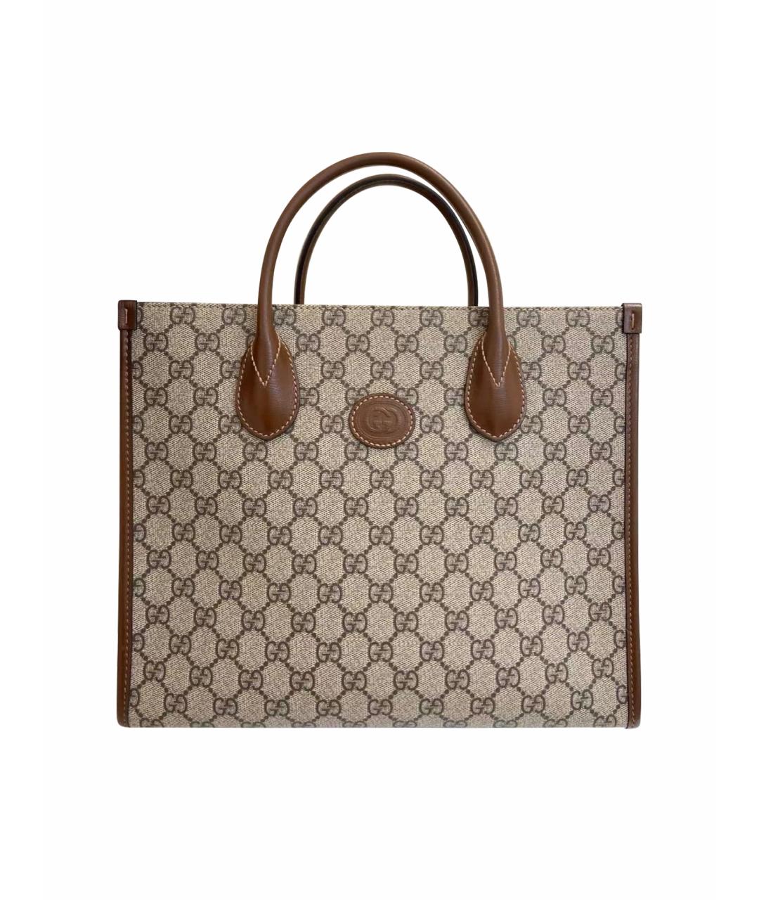 GUCCI Коричневая кожаная сумка тоут, фото 1