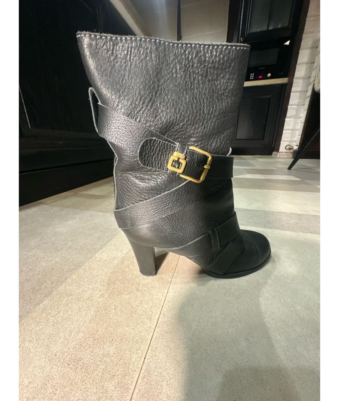CHLOE Черные кожаные полусапоги, фото 9