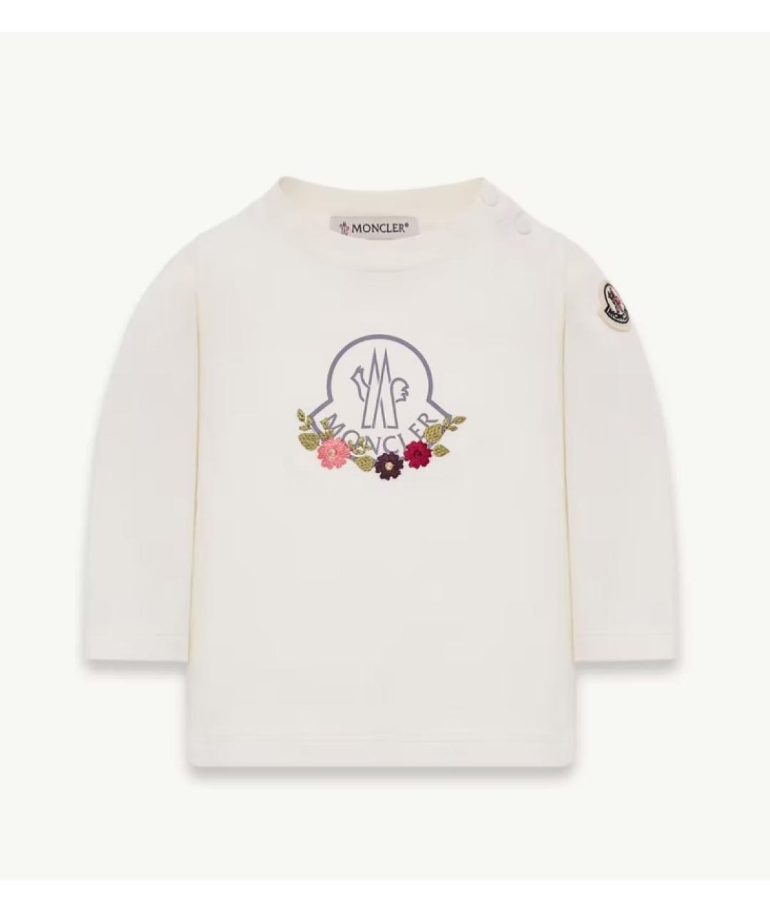 MONCLER KIDS Белый хлопковый футболка / топ, фото 4