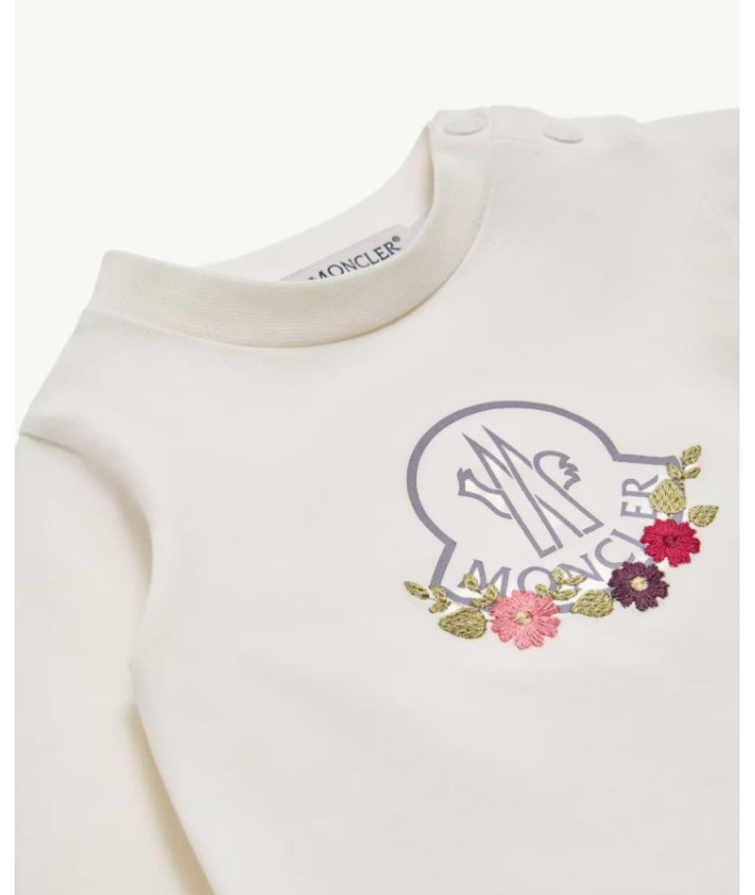 MONCLER KIDS Белый хлопковый футболка / топ, фото 2