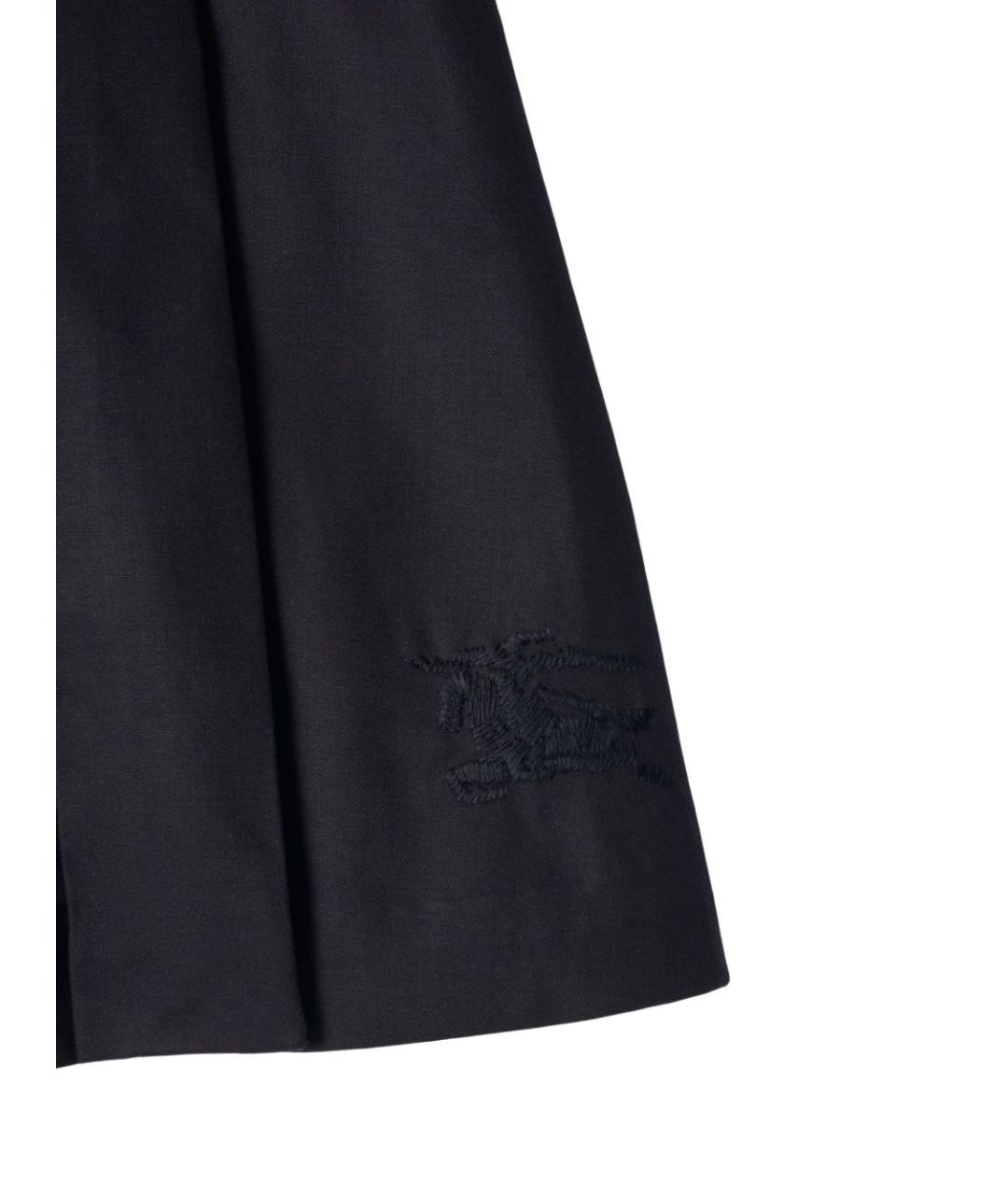 BURBERRY Темно-синяя хлопковая юбка, фото 2
