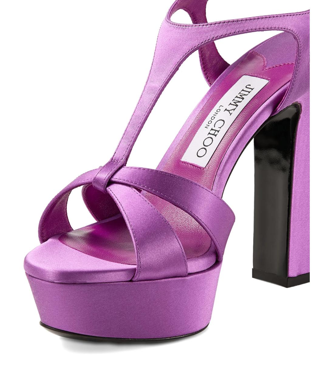JIMMY CHOO Фиолетовые текстильные босоножки, фото 4