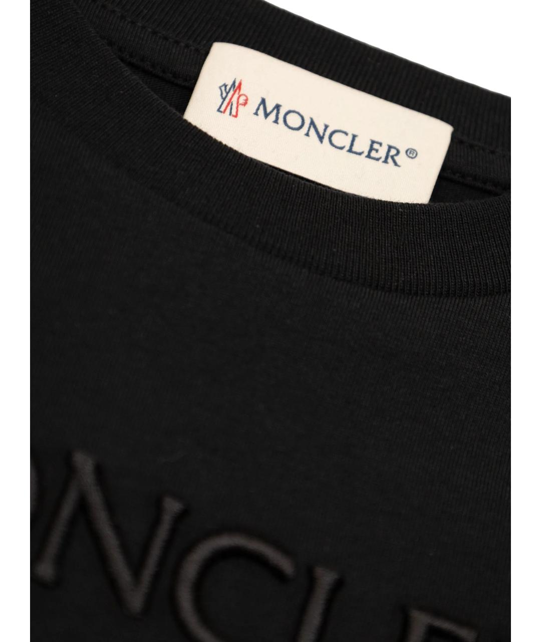MONCLER KIDS Черная хлопковая детская футболка, фото 2
