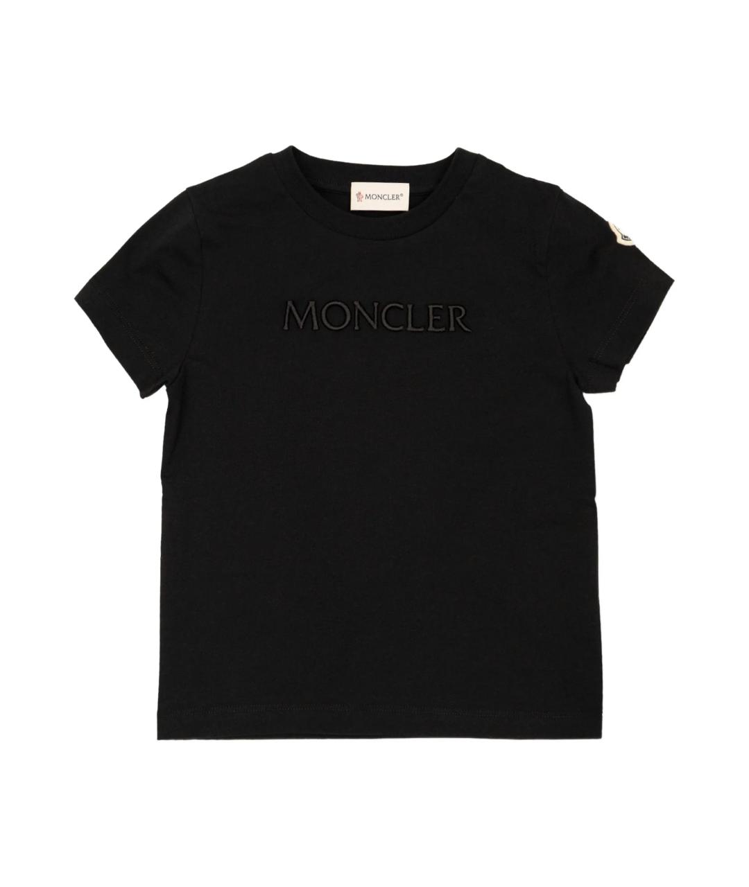 MONCLER KIDS Черная хлопковая детская футболка, фото 1
