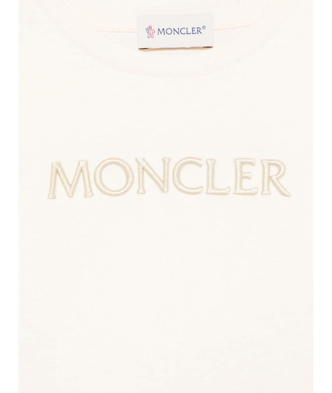 MONCLER KIDS Белая хлопковая детская футболка, фото 2