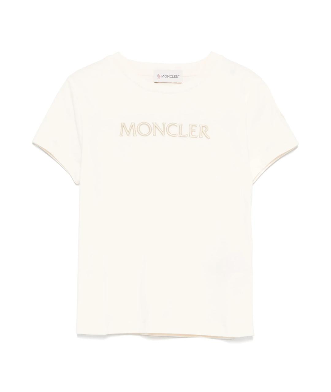 MONCLER KIDS Белая хлопковая детская футболка, фото 1