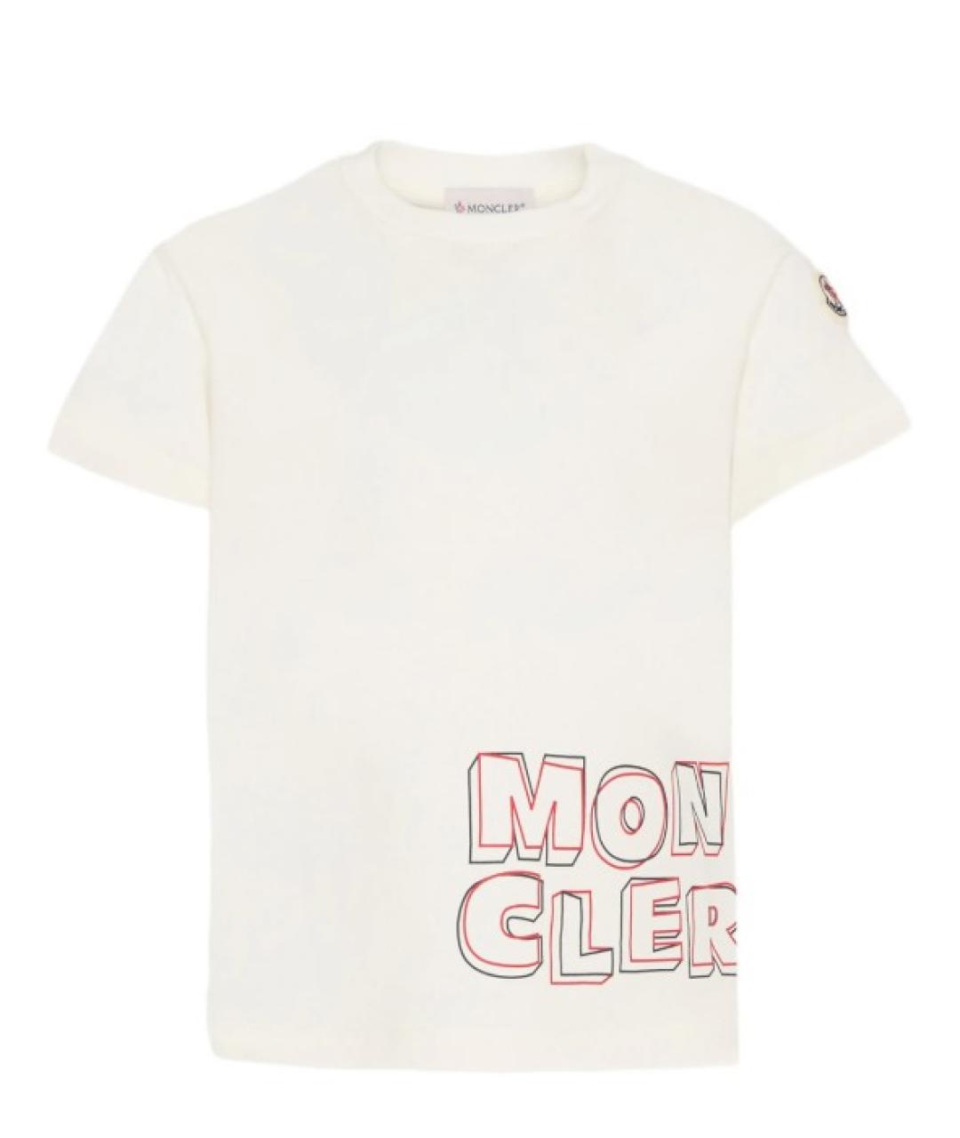 MONCLER KIDS Белая хлопковая детская футболка, фото 1