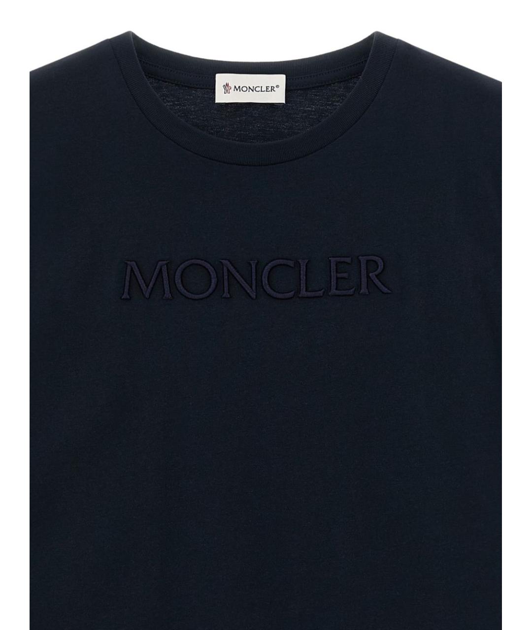 MONCLER KIDS Темно-синяя хлопковая детская футболка, фото 2