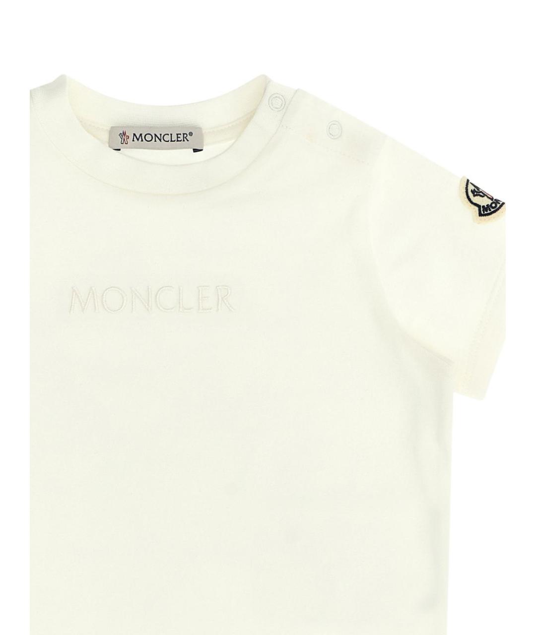 MONCLER KIDS Белая хлопковая детская футболка, фото 2