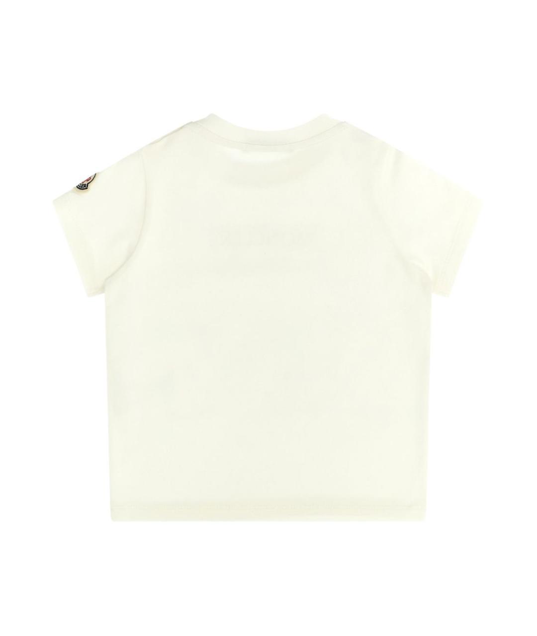 MONCLER KIDS Белая хлопковая детская футболка, фото 3