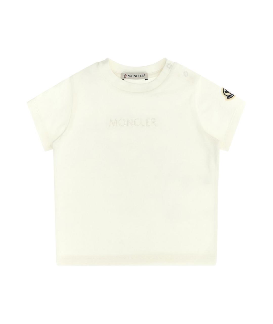 MONCLER KIDS Белая хлопковая детская футболка, фото 1