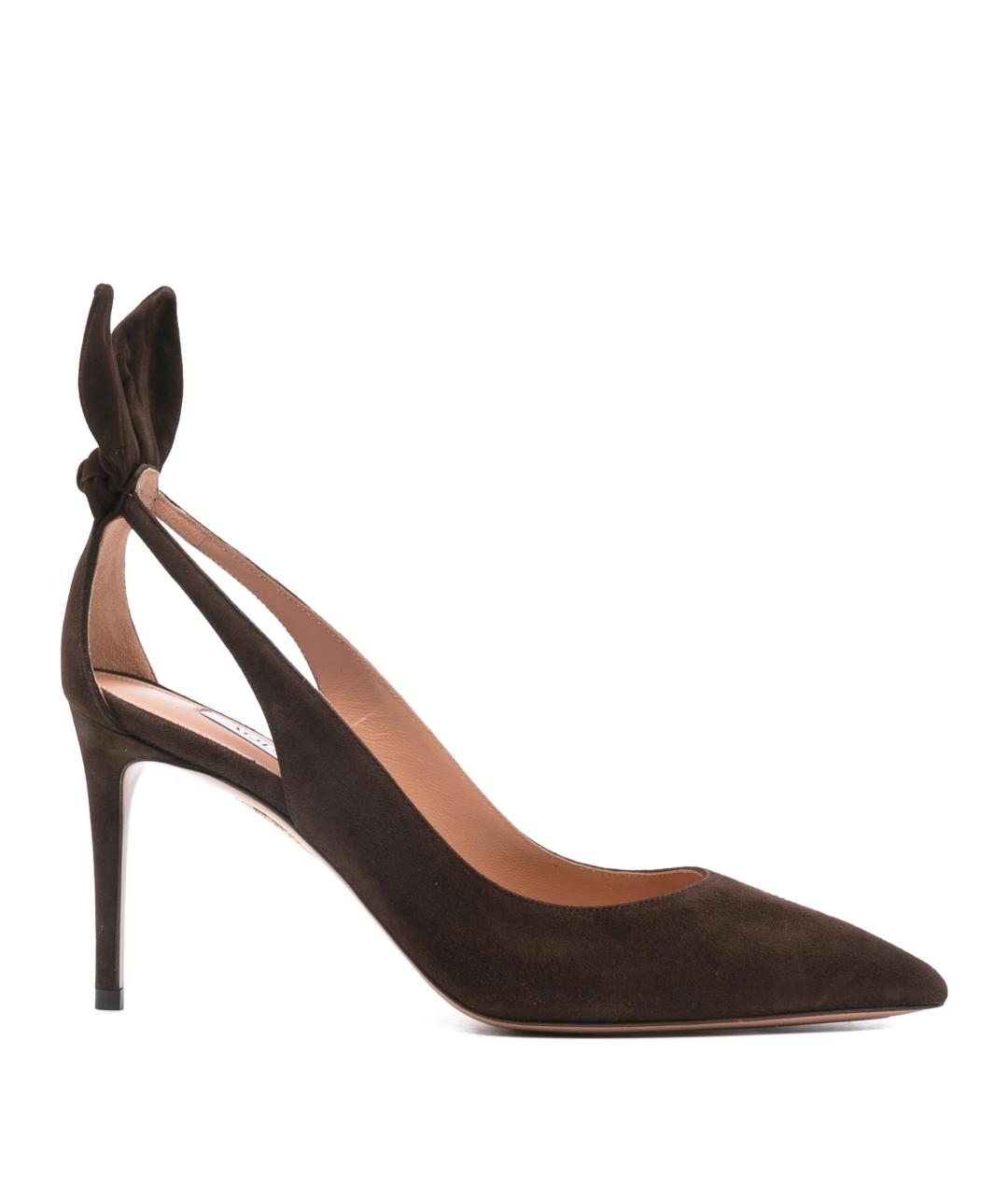 AQUAZZURA Коричневые кожаные туфли, фото 1