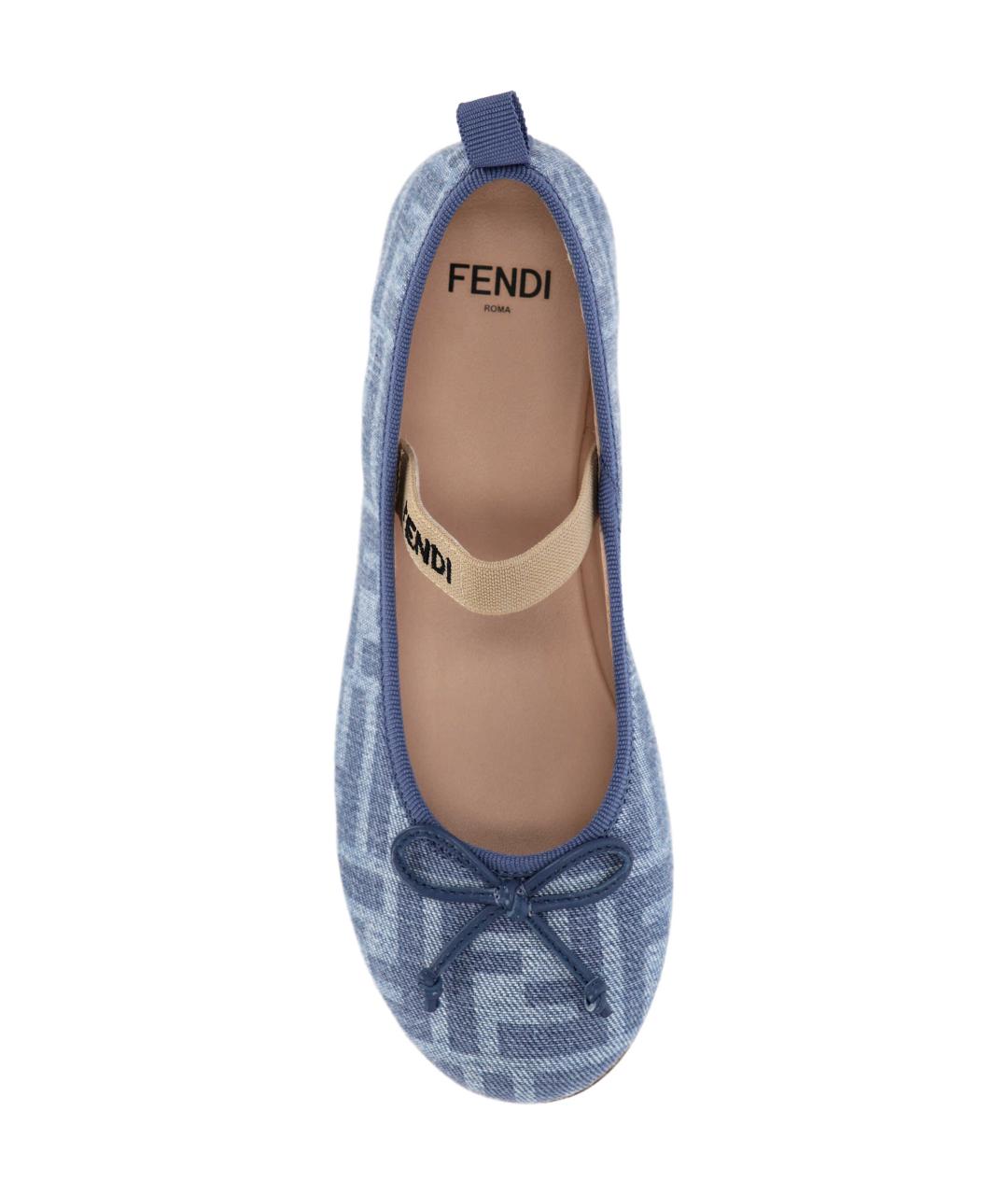 FENDI Синие текстильные балетки, фото 4