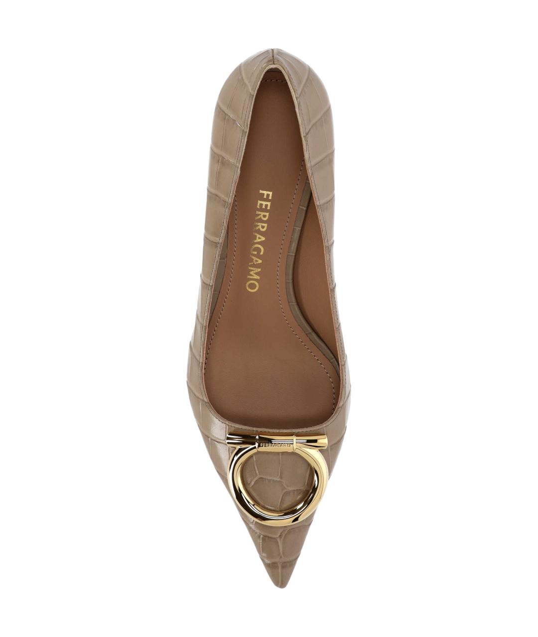 FERRAGAMO Бежевые кожаные туфли, фото 4