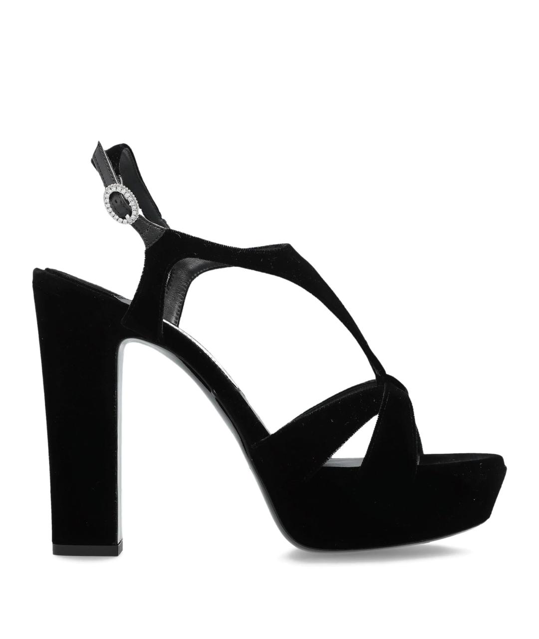 JIMMY CHOO Черные текстильные босоножки, фото 1