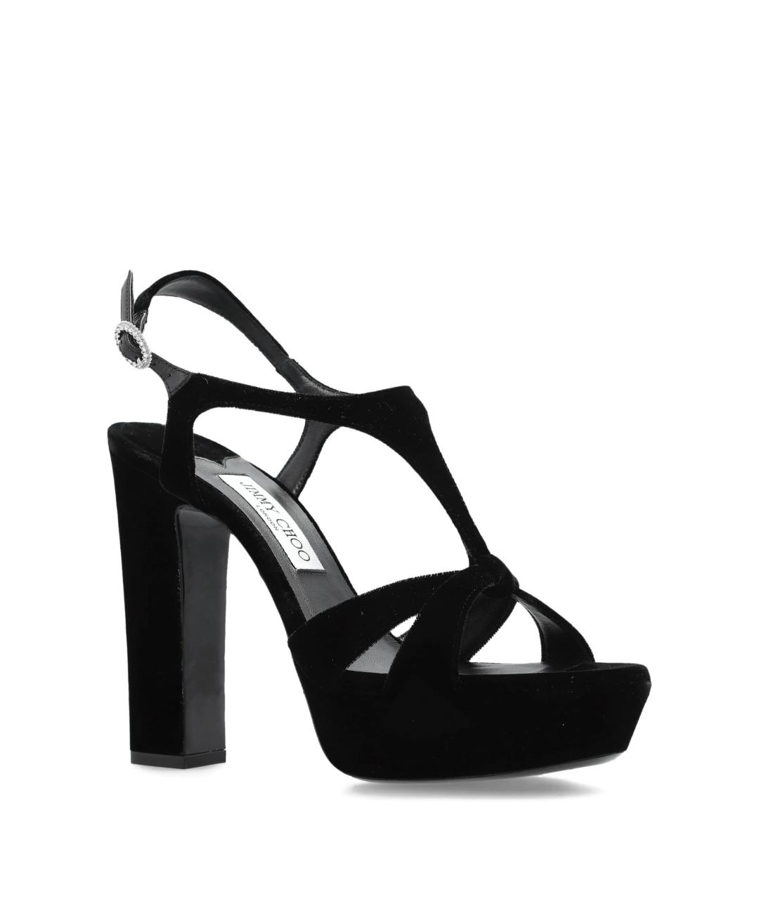 JIMMY CHOO Черные текстильные босоножки, фото 2