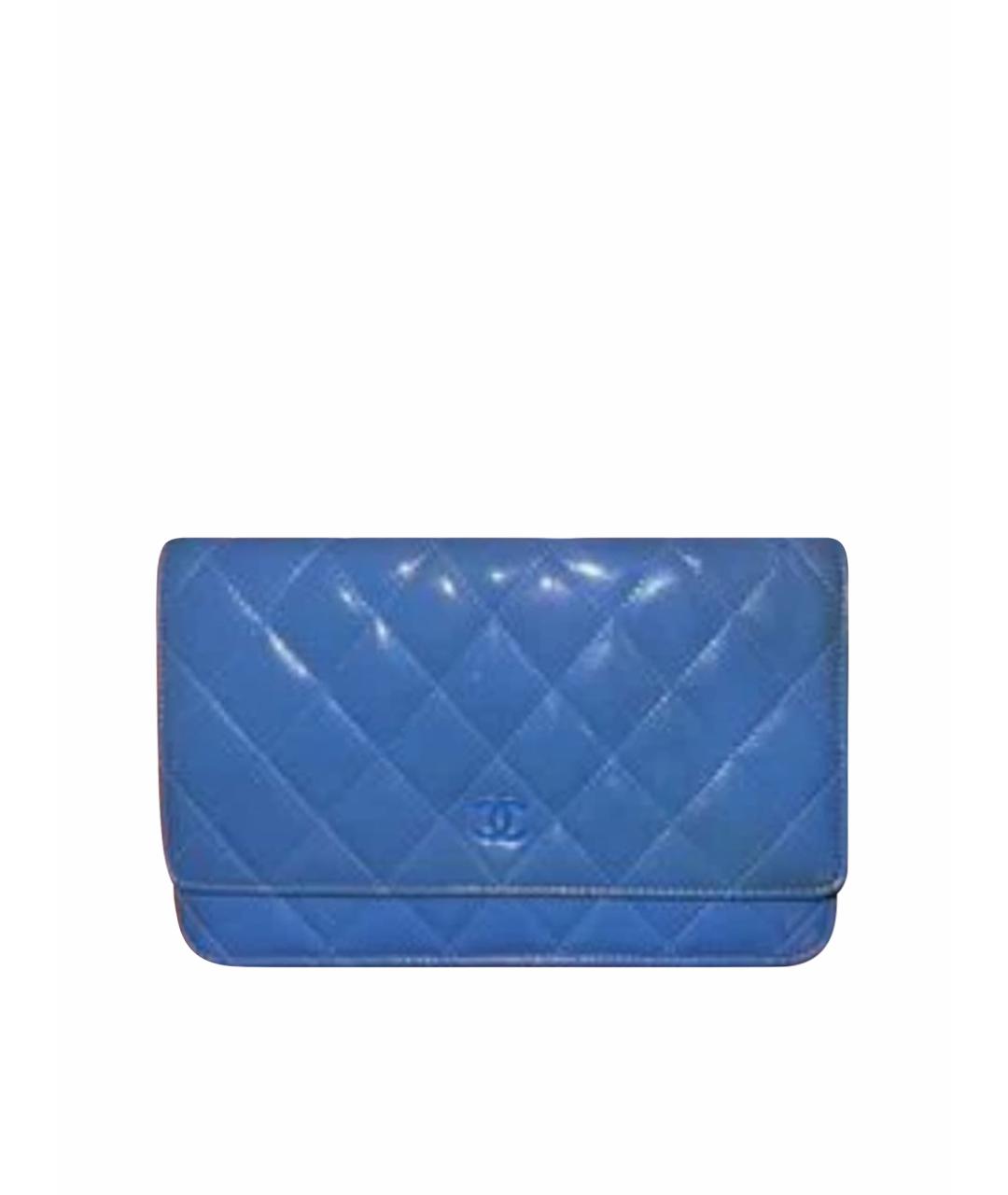 CHANEL Темно-синяя сумка через плечо из лакированной кожи, фото 1