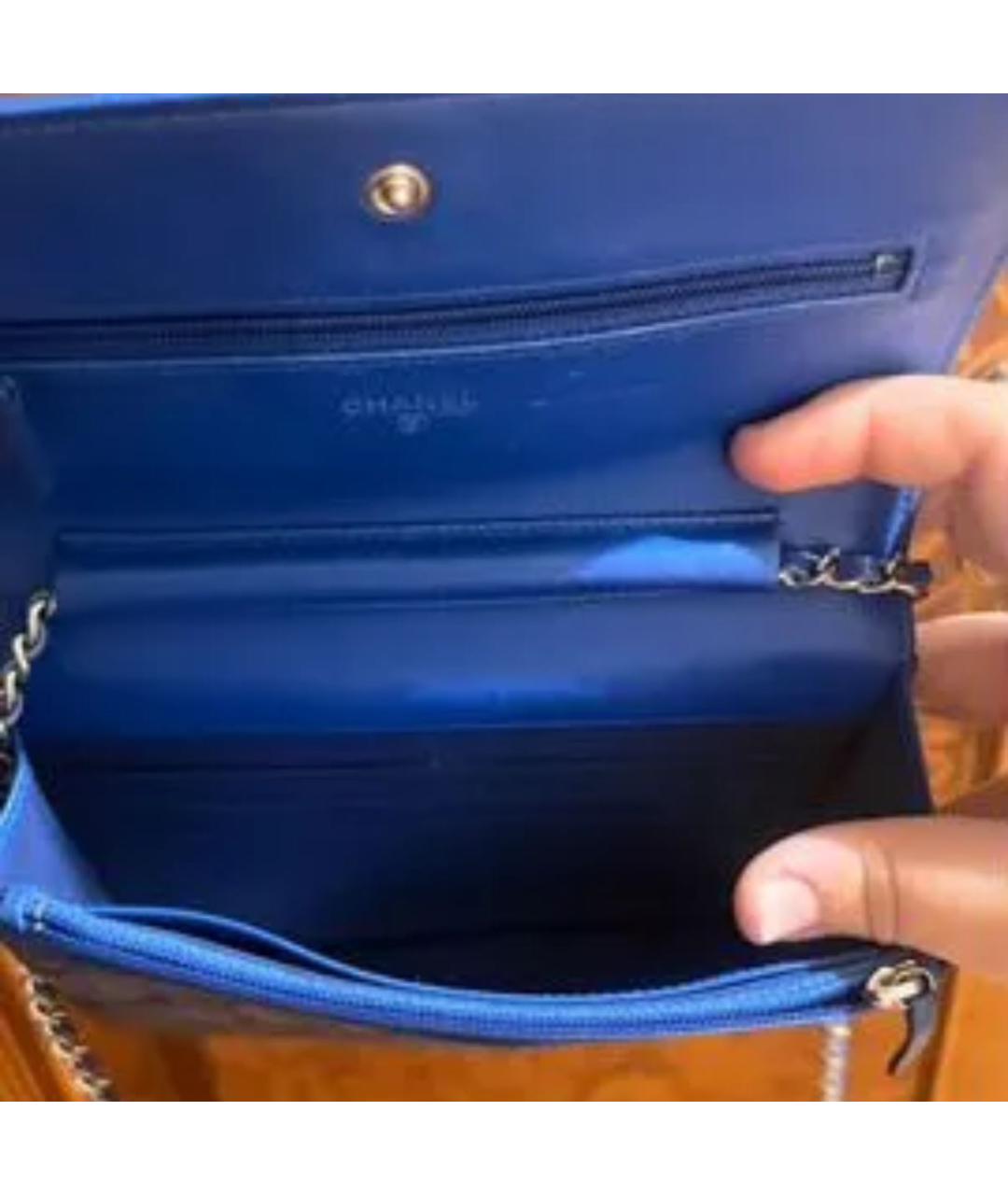 CHANEL Темно-синяя сумка через плечо из лакированной кожи, фото 2