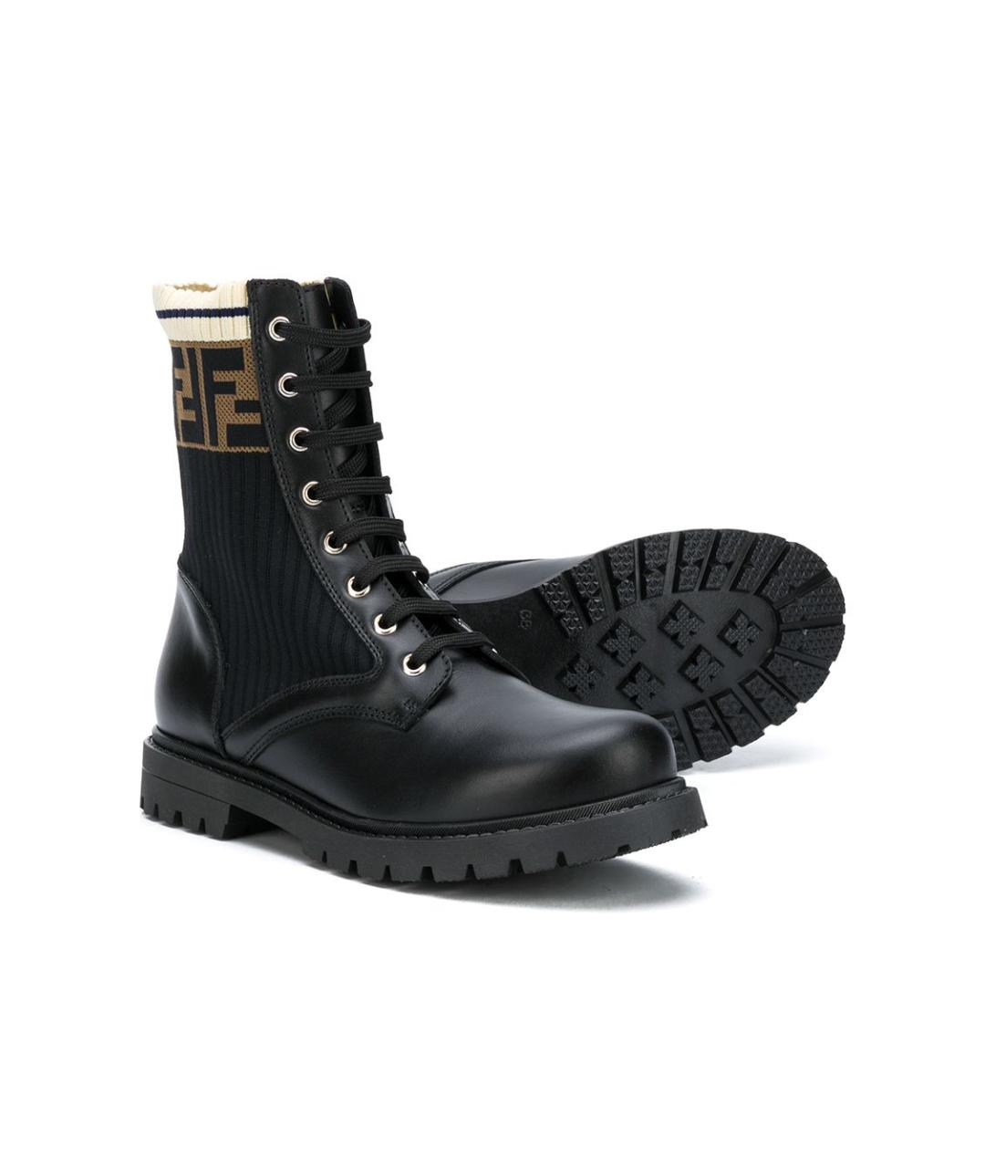 FENDI Черные кожаные ботинки, фото 3
