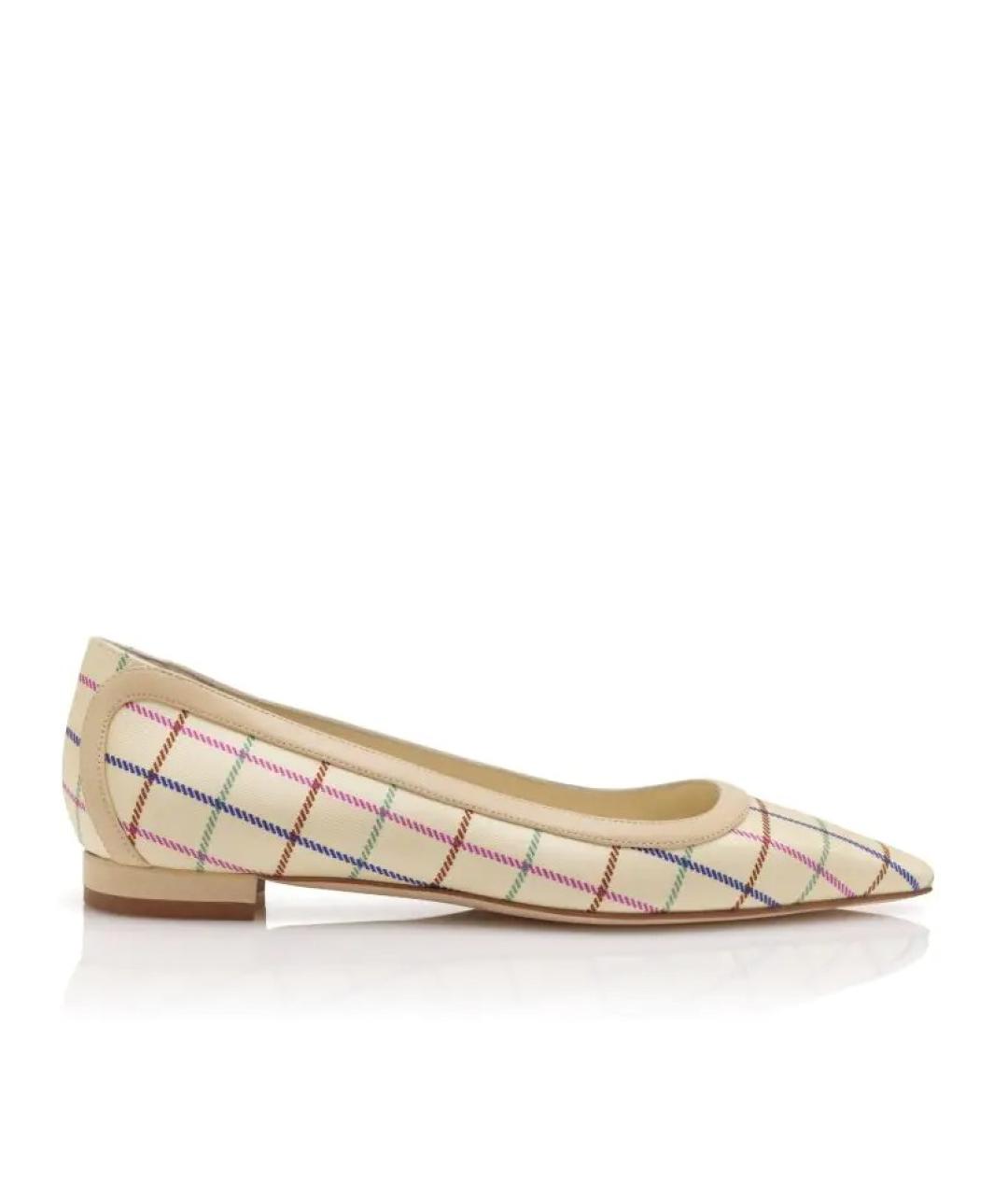 MANOLO BLAHNIK Бежевые кожаные балетки, фото 1