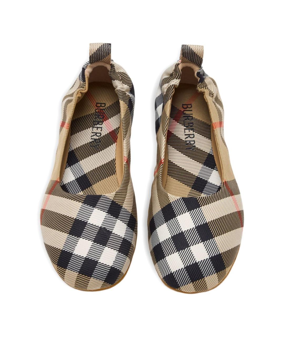 BURBERRY Бежевые текстильные балетки, фото 3