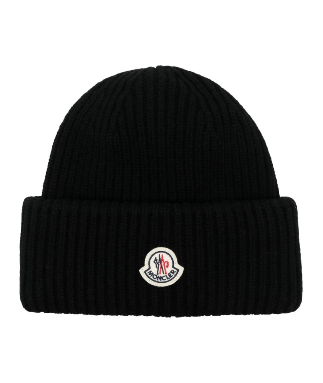 MONCLER Черная кашемировая шапка, фото 1