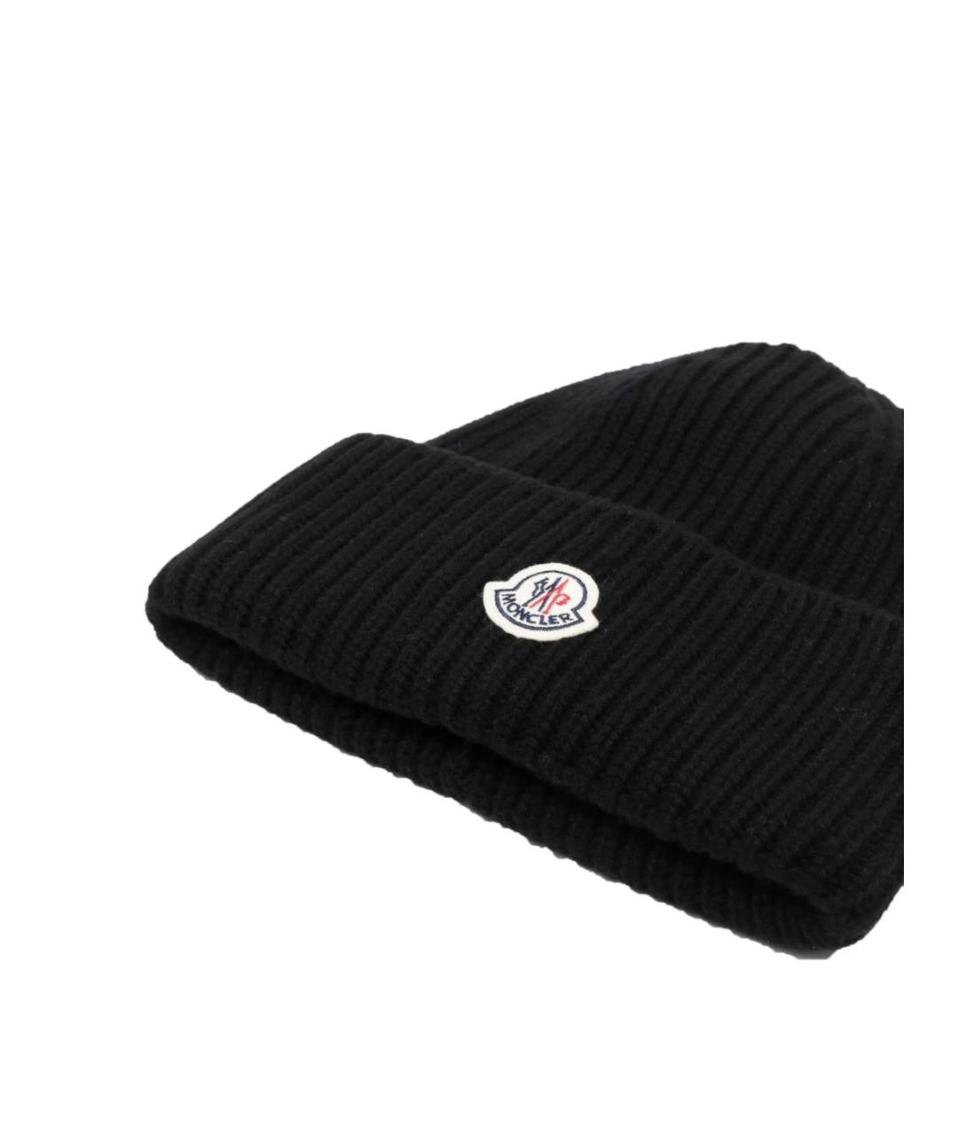 MONCLER Черная кашемировая шапка, фото 2