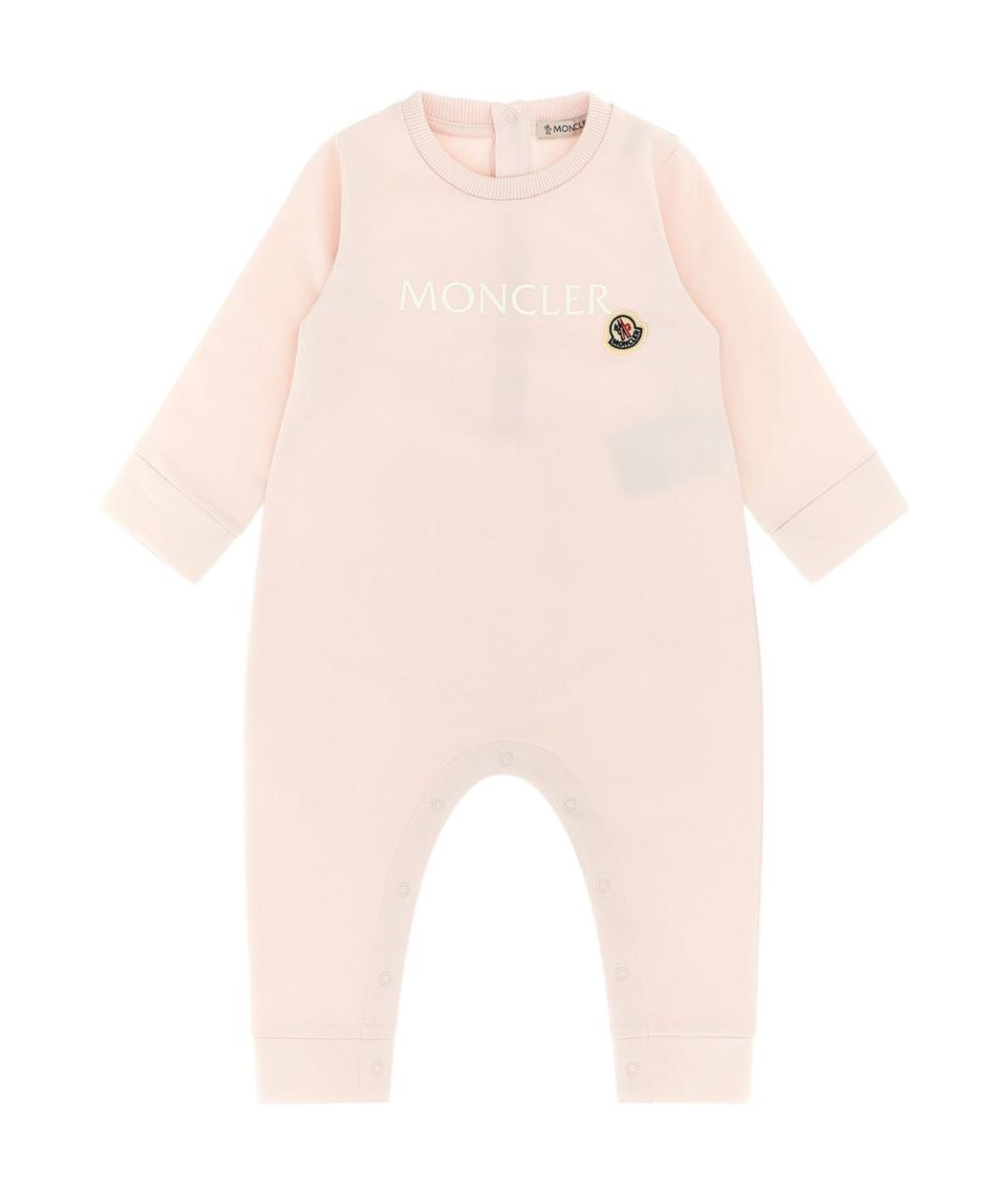 MONCLER KIDS Розовый хлопковый боди/ползунок, фото 1