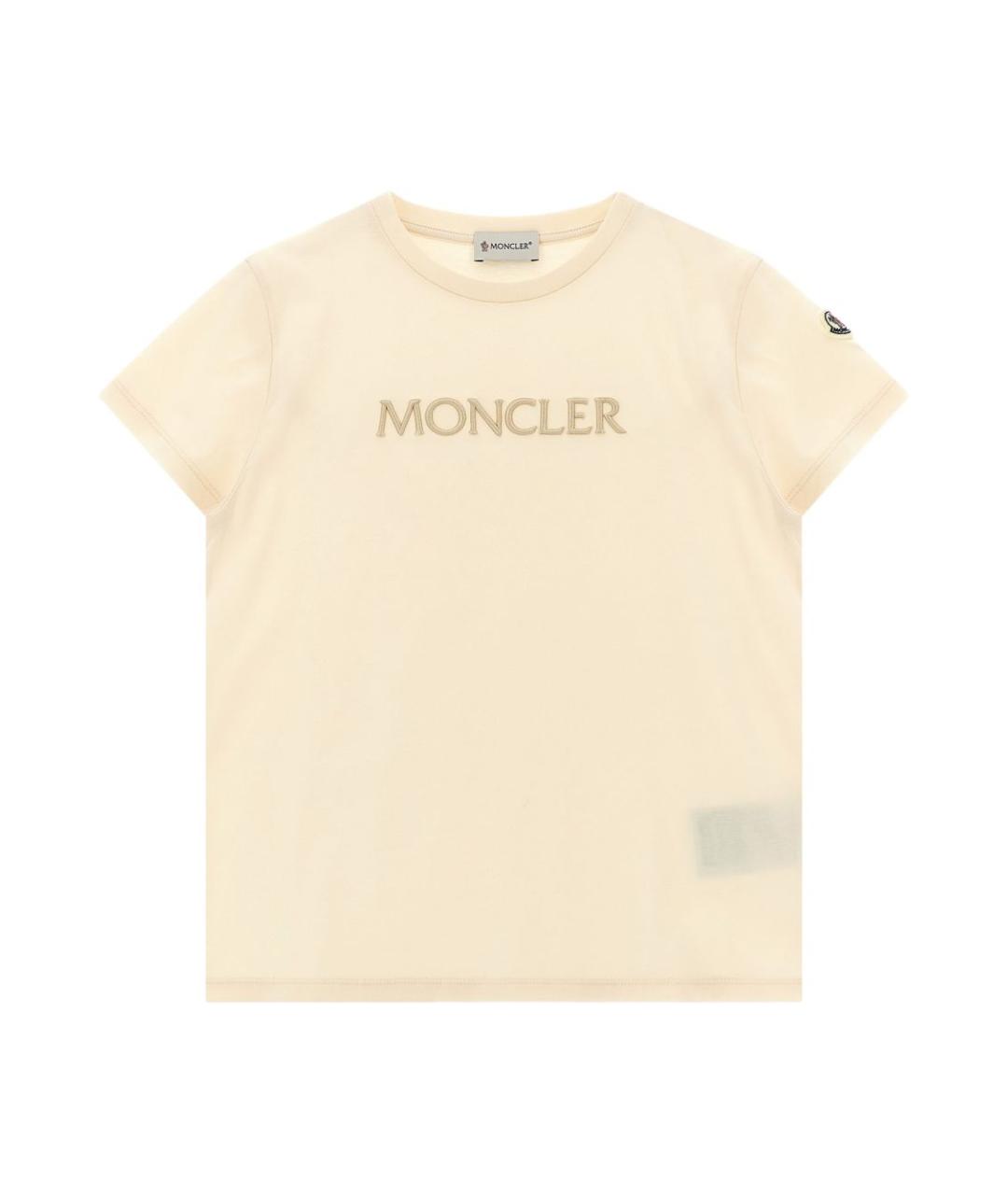 MONCLER KIDS Бежевый хлопковый детская футболка / топ, фото 1