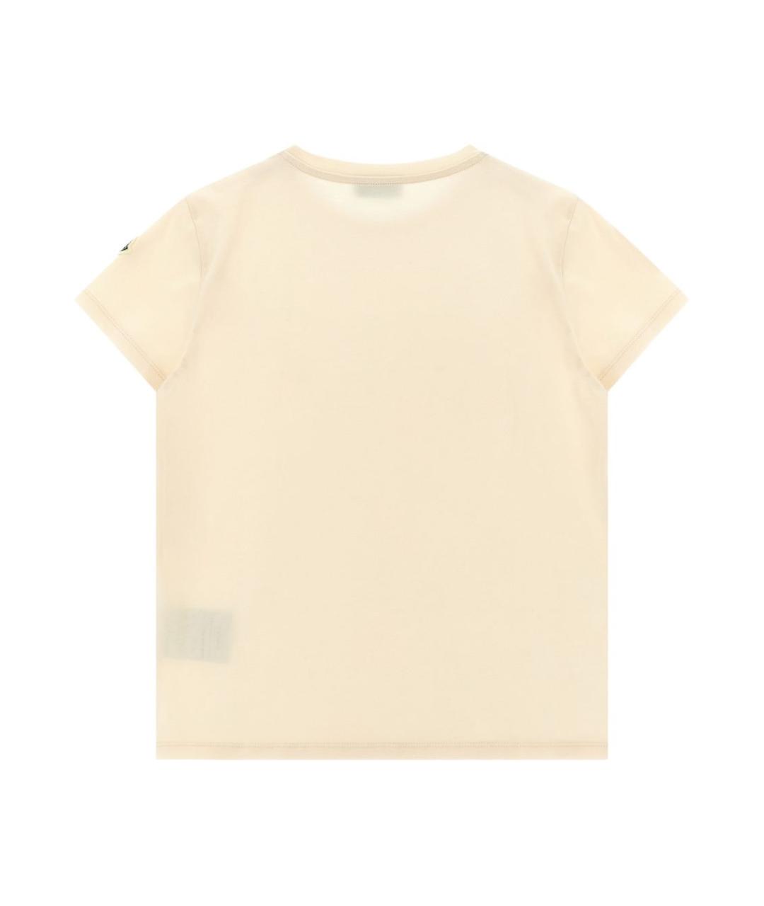 MONCLER KIDS Бежевый хлопковый детская футболка / топ, фото 3