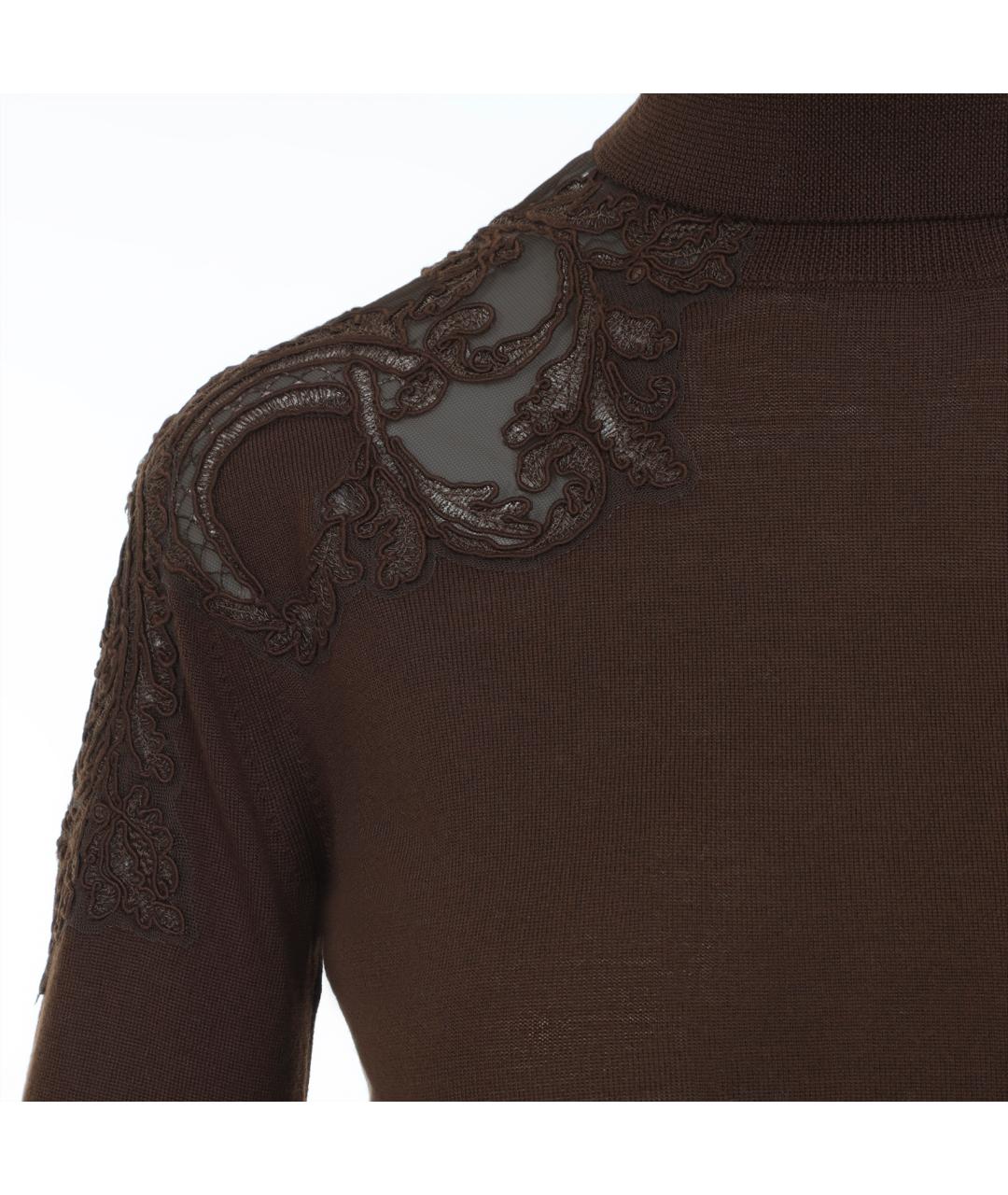 ERMANNO SCERVINO Коричневая шерстяная водолазка, фото 3