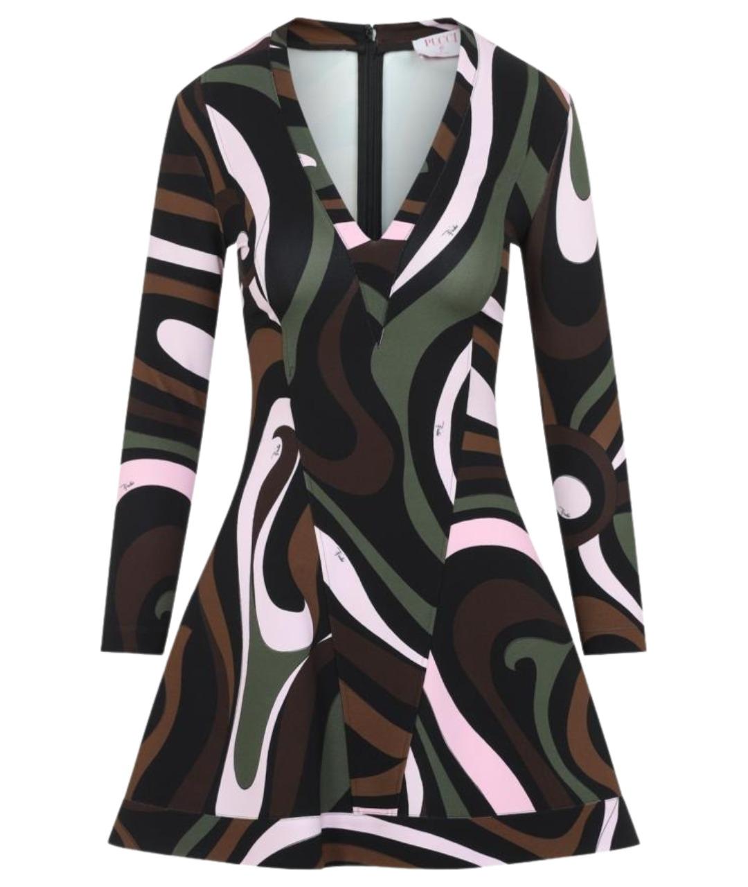 PUCCI Хаки вискозное повседневное платье, фото 1