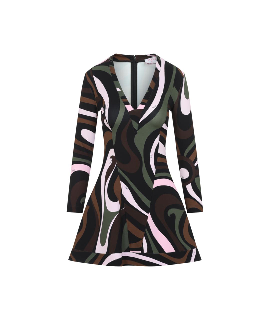 PUCCI Хаки вискозное повседневное платье, фото 6