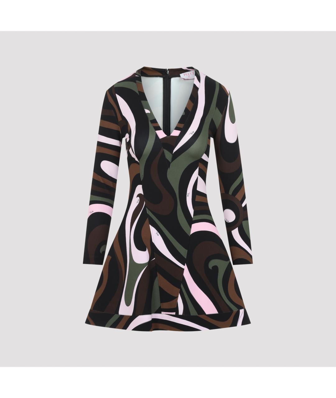 PUCCI Хаки вискозное повседневное платье, фото 3