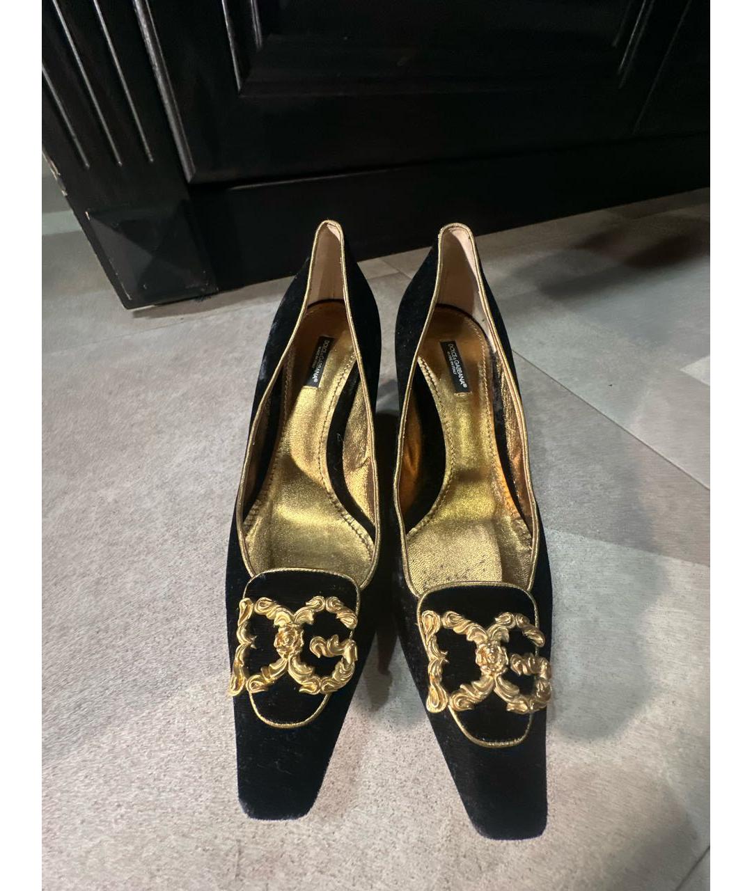 DOLCE&GABBANA Черные бархатные туфли, фото 2