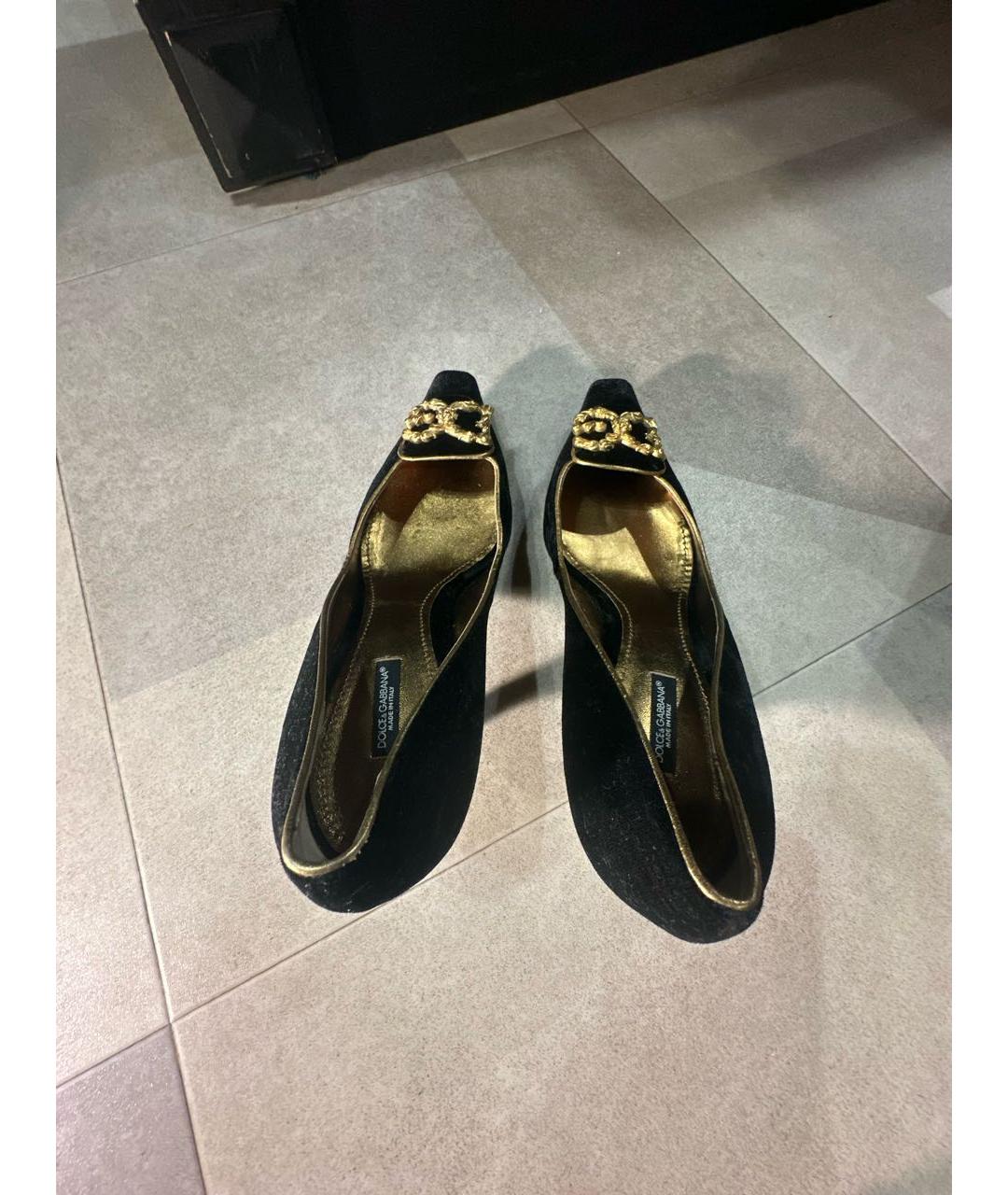 DOLCE&GABBANA Черные бархатные туфли, фото 3