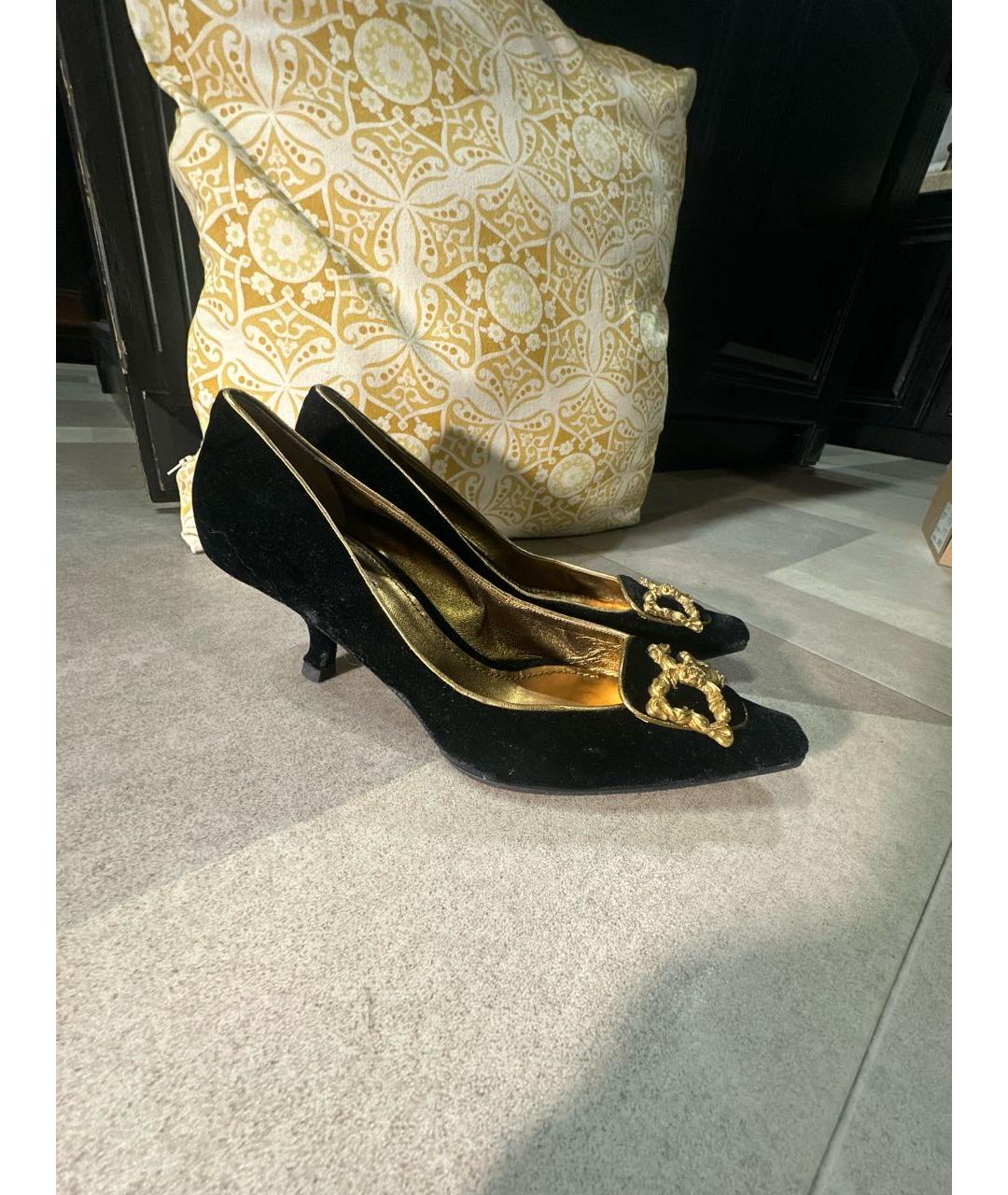 DOLCE&GABBANA Черные бархатные туфли, фото 8