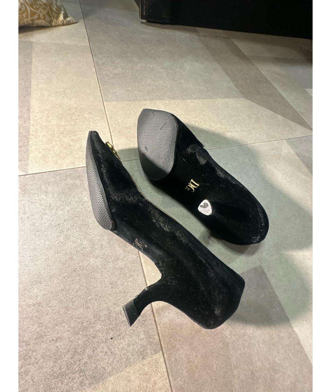DOLCE&GABBANA Черные бархатные туфли, фото 6