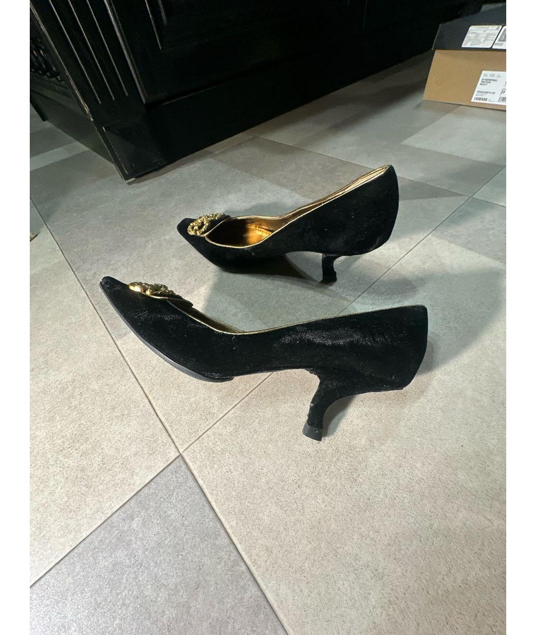 DOLCE&GABBANA Черные бархатные туфли, фото 5